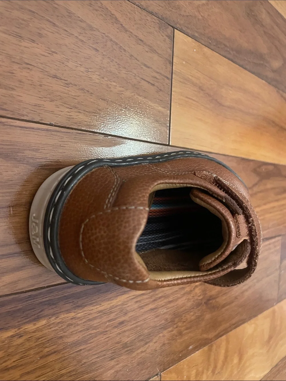 Johnston & Murphy Toddler Brown Leather Velcro Shoes